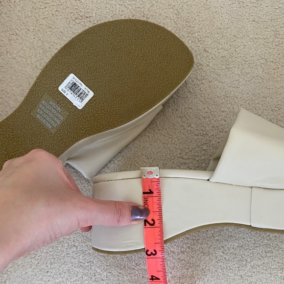 NWT Glassons Bone Platform Vegan Leather Slide Sandals | Faux-Leather Slides - Picture 11 of 12